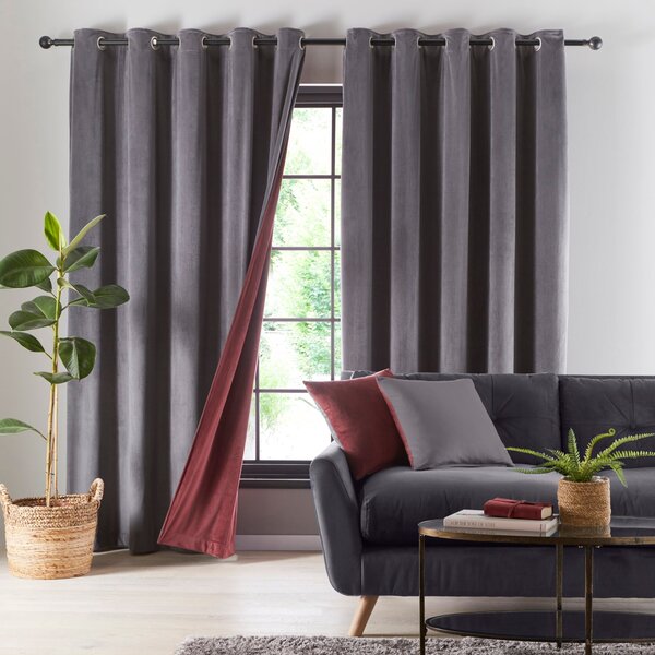 Reversible Velour Eyelet Curtains