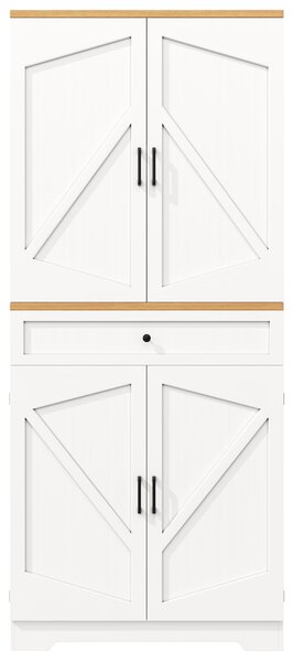 Tall Kitchen Sideboard with Maximised Storage and Anti-Tip Safety, Double-Door Cabinets for Dining Room, 80L x 40W x 180H cm, White Aosom UK