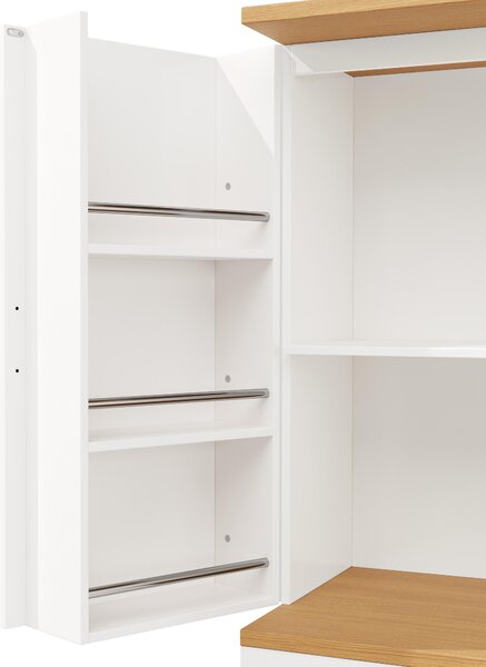 Tall Kitchen Sideboard with Maximised Storage and Anti-Tip Safety, Double-Door Cabinets for Dining Room, 80L x 40W x 180H cm, White Aosom UK