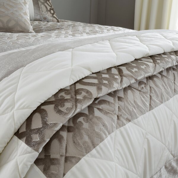 Catherine Lansfield Natural Lattice Cut Velvet Bedspread