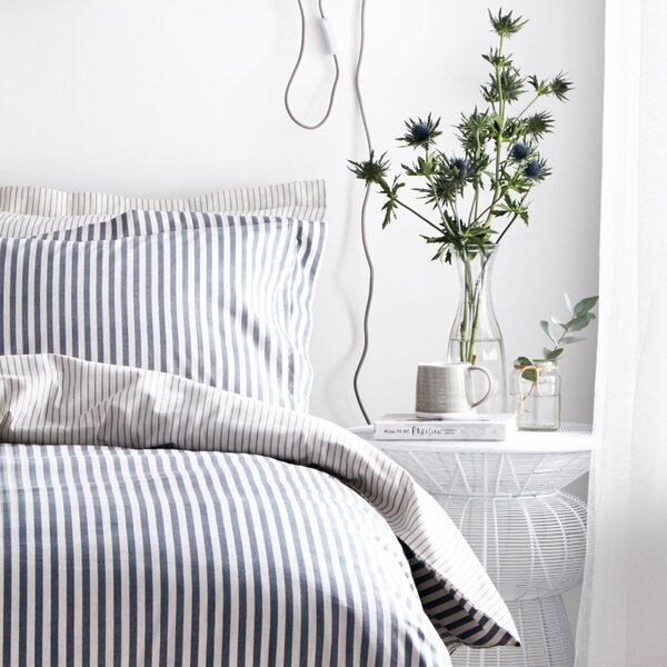 The Linen Yard Hebden Reversible 100% Cotton Duvet Cover & Pillowcase Set