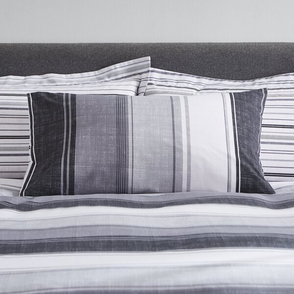 Ellis Grey Stripe Reversible Duvet Cover and Pillowcase Set