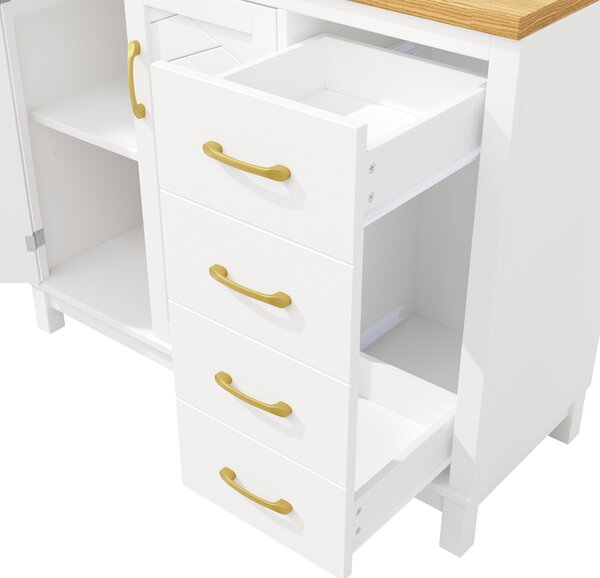 Stylish Sideboard with App-Controlled Built-In LED Light Strip, Practical Cabinet for Kitchen & Living Area, 105.5L x 40W x 180H cm, White Aosom UK
