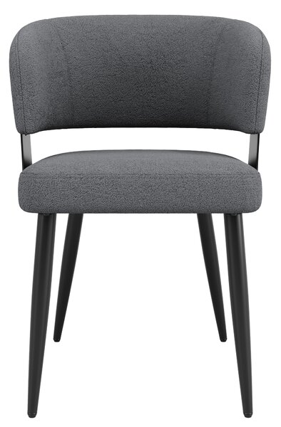 Set of 6 Modern Dining Chairs with High‑Resilience Foam Seat, Upholstered Chairs with Ergonomic Curved Back, 54L x 50W x 81.5H cm, Gray Aosom UK