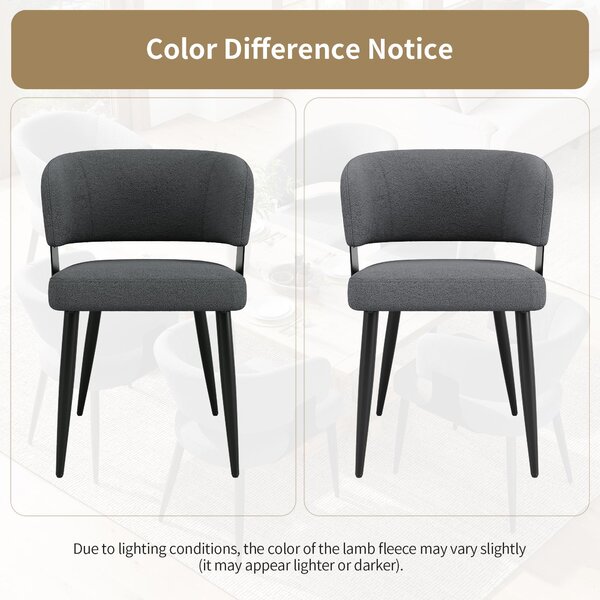 Set of 6 Modern Dining Chairs with High‑Resilience Foam Seat, Upholstered Chairs with Ergonomic Curved Back, 54L x 50W x 81.5H cm, Gray Aosom UK
