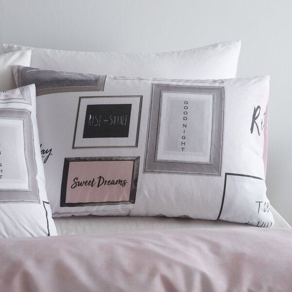 Catherine Lansfield Blush Sleep Dreams Duvet Cover and Pillowcase Set