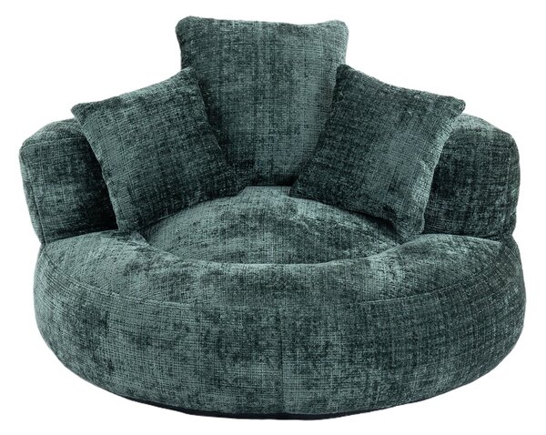 Lazy Sofa Bean Bag Chair with 3 Pillows, Memory Foam Filling, High Back, Ideal for Indoor and Outdoor Use, 108L x 108W x 52H cm, Green Aosom UK