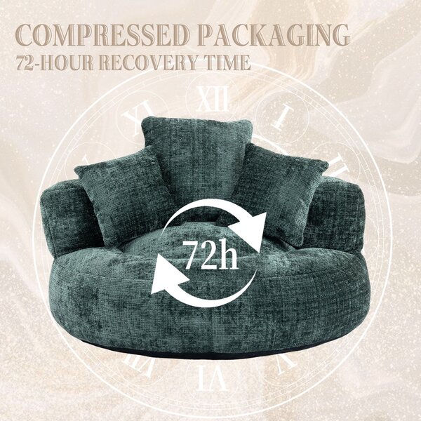 Lazy Sofa Bean Bag Chair with 3 Pillows, Memory Foam Filling, High Back, Ideal for Indoor and Outdoor Use, 108L x 108W x 52H cm, Green Aosom UK