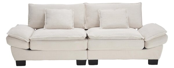 Oversized Cloud Sofa with Ergonomic High-Resilience Foam & 2 Lumbar Cushions, Modular Couch for 2 People, 224L x 81W x 81H cm, Beige Aosom UK