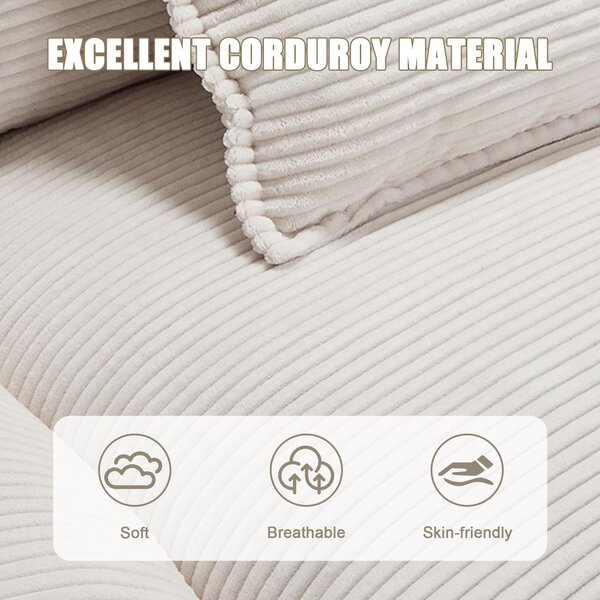 Oversized Cloud Sofa with Ergonomic High-Resilience Foam & 2 Lumbar Cushions, Modular Couch for 2 People, 224L x 81W x 81H cm, Beige Aosom UK