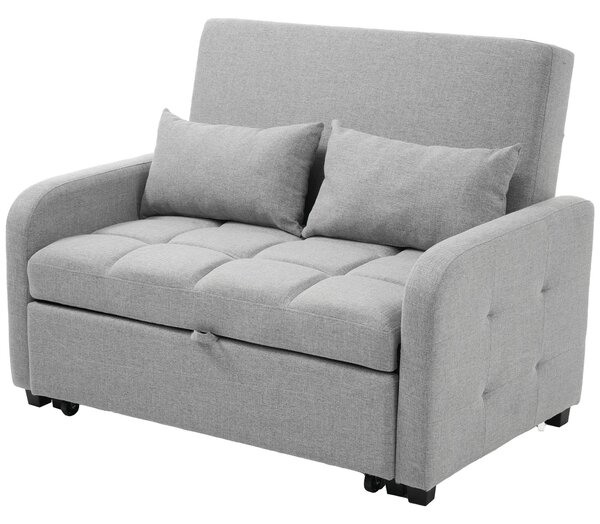 Multifunctional Folding Sofa Bed with Adjustable Backrest and 2 Cushions, Daybed for Compact Flats, 127L x 75-180W x 94H cm, Dark Grey Aosom UK