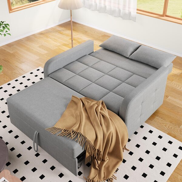 Multifunctional Folding Sofa Bed with Adjustable Backrest and 2 Cushions, Daybed for Compact Flats, 127L x 75-180W x 94H cm, Dark Grey Aosom UK