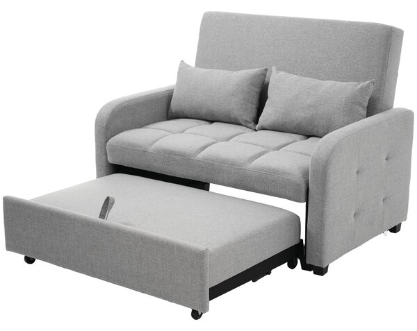 Multifunctional Folding Sofa Bed with Adjustable Backrest and 2 Cushions, Daybed for Compact Flats, 127L x 75-180W x 94H cm, Dark Grey Aosom UK