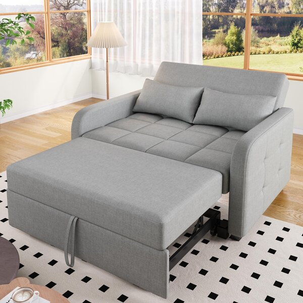 Multifunctional Folding Sofa Bed with Adjustable Backrest and 2 Cushions, Daybed for Compact Flats, 127L x 75-180W x 94H cm, Dark Grey Aosom UK