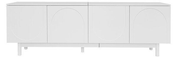 Modern Lowboard TV Cabinet with Push-to-Open Doors and Adjustable Shelves, Durable TV Stand for Living Room, 175L x 38W x 56H cm, White Aosom UK