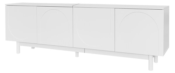 Modern Lowboard TV Cabinet with Push-to-Open Doors and Adjustable Shelves, Durable TV Stand for Living Room, 175L x 38W x 56H cm, White Aosom UK