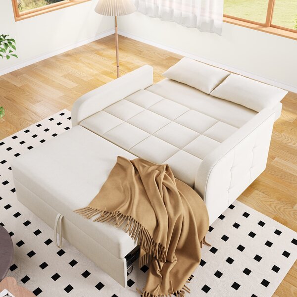 Multifunctional Folding Sofa Bed with Adjustable Backrest and 2 Cushions, Daybed Ideal for Small Flats, 127L x 75-180W x 94H cm, Light Grey Aosom UK