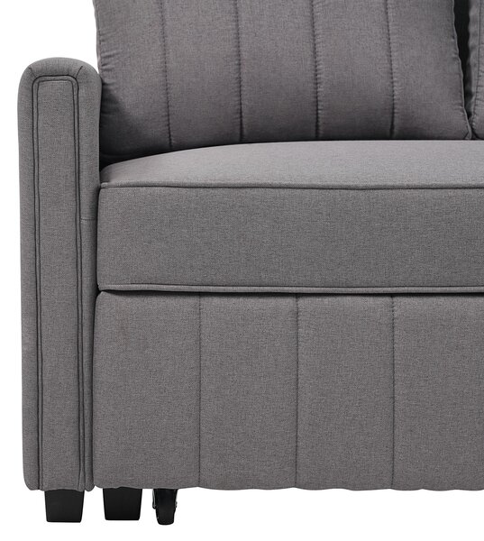 Multifunctional Folding Sofa Bed with Adjustable Backrest and 2 Cushions, Daybed Ideal for Small Homes, 127L x 75-180W x 94H cm, Dark Grey Aosom UK