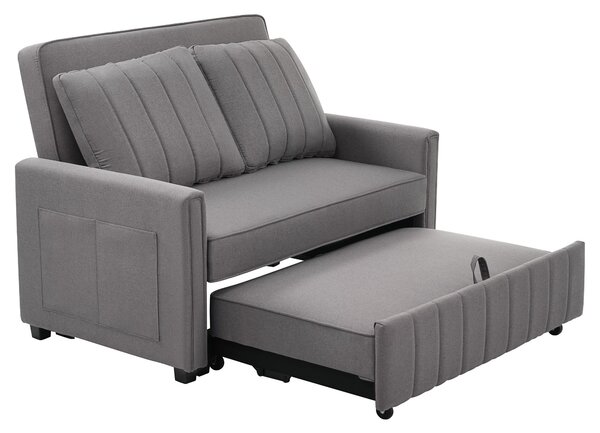 Multifunctional Folding Sofa Bed with Adjustable Backrest and 2 Cushions, Daybed Ideal for Small Homes, 127L x 75-180W x 94H cm, Dark Grey Aosom UK