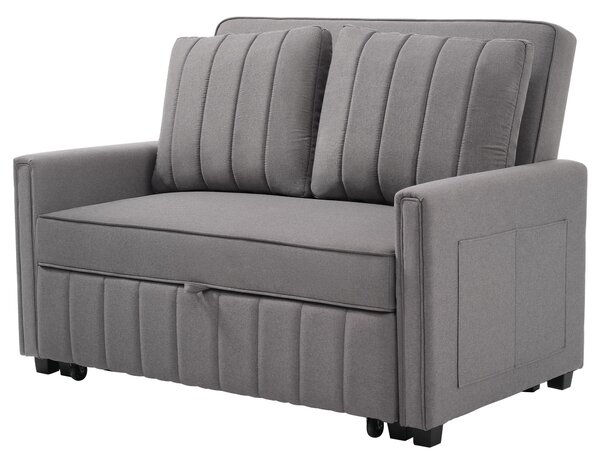 Multifunctional Folding Sofa Bed with Adjustable Backrest and 2 Cushions, Daybed Ideal for Small Homes, 127L x 75-180W x 94H cm, Dark Grey Aosom UK
