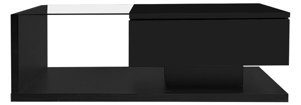 Gloss Coffee Table in Black with 16-color LED Lights, Coffee Table with Storage, Modern Coffee Table with High Gloss Finish Aosom UK