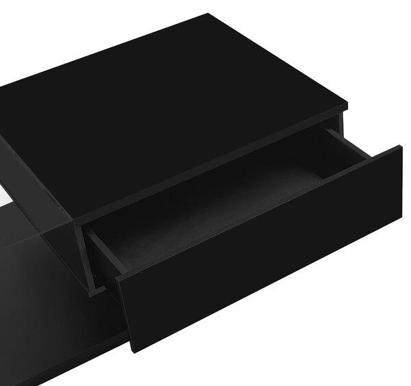 Gloss Coffee Table in Black with 16-color LED Lights, Coffee Table with Storage, Modern Coffee Table with High Gloss Finish Aosom UK