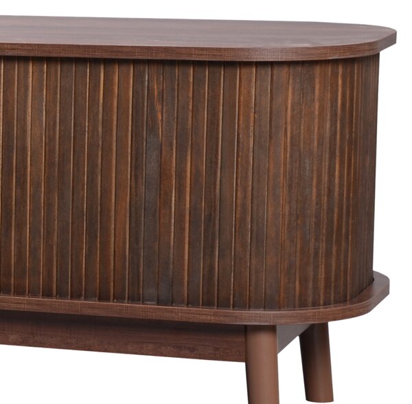 Natural Walnut Modern TV Stand with Rattan Drawers and Solid Wood Legs, Solid Wood Doors and Storage Solution, 170x39.5x46 cm, Natural Aosom.UK
