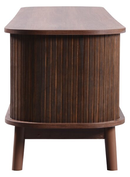 Natural Walnut Modern TV Stand with Rattan Drawers and Solid Wood Legs, Solid Wood Doors and Storage Solution, 170x39.5x46 cm, Natural Aosom.UK