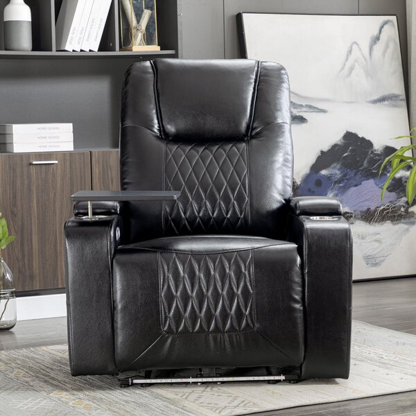 Adjustable Electric Leather Recliner Chair with USB Port, Storage, Ambient Light, 360° Swivel Gaming Recliner Chair, 92x80x108 cm, Black Aosom.UK