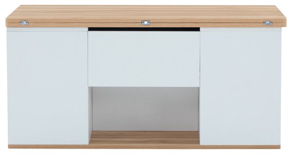 Lift-Top Coffee Table with Storage, 3 Drawers and Adjustable Height, Sofa End Tea Tables, Living Room, 100x51x47 cm, White & Oak Aosom UK