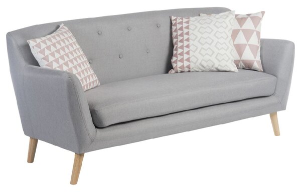 Shawnee Fabric 3 Seater Sofa With Oak Legs In Grey