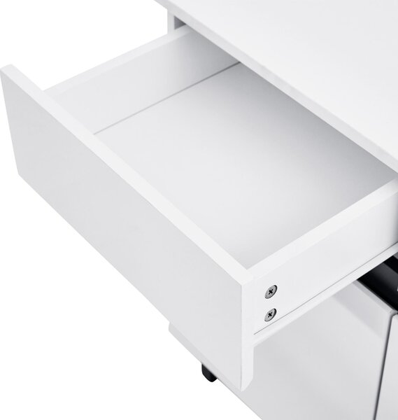 Storage Cabinet with High-goss 4-Door, 4-Drawer and Soft-close Hinges, Sideboard with Adjustable Shelves, 160L x 40W x 68H cm, White Aosom UK