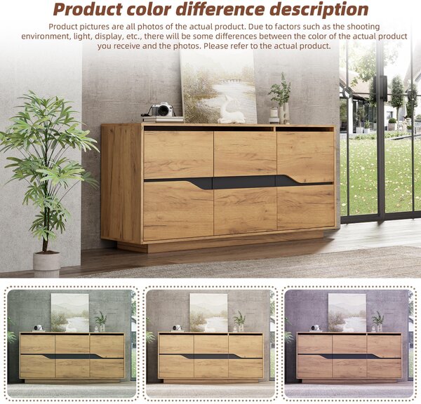 Modern Storage Cabinet with Soft-Close Hinges & Adjustable Shelves, Multifunctional Sideboard for Living Areas, 140L x 40W x 70H cm, Wood Aosom UK