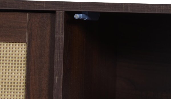 Stylish TV Stand Cabinet with Rattan Sliding Doors & 2 Drawers, Sturdy Media Console with Ample Storage, 190L x 40W x 52H cm, Wood Aosom UK