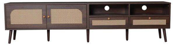 Modern TV Entertainment Centre with 2 Drawers & 2 Cabinets, Sturdy Media Cabinet for Living Rooms, 200L x 37W x 49.5H cm, Wood Aosom UK