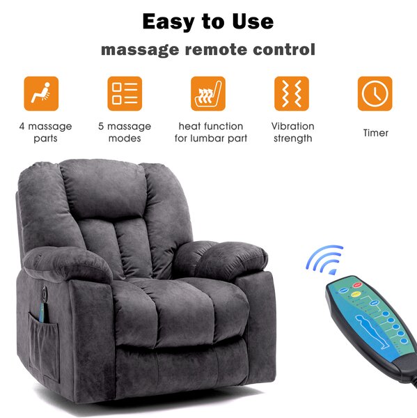 Power Lift Electric Recliner Chair with Heat and Vibration, Lounger Chair with USB Ports and Side Pockets, for Elderly, 100x95x105 cm, Grey Aosom.UK