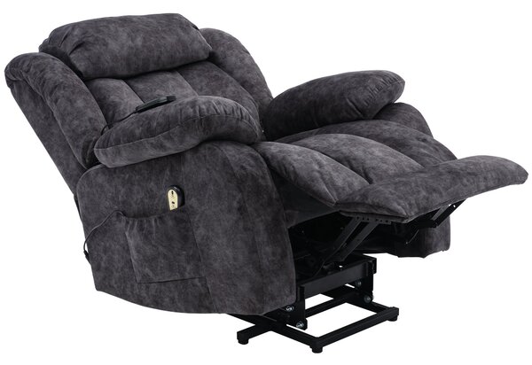 Power Lift Recliner Massage Chair with Heat and Vibration, Heavy Duty Safety Motion for Elderly, Easy Assembly, 96x95x100 cm, Grey Aosom UK