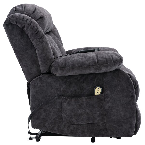 Power Lift Recliner Massage Chair with Heat and Vibration, Heavy Duty Safety Motion for Elderly, Easy Assembly, 96x95x100 cm, Grey Aosom UK