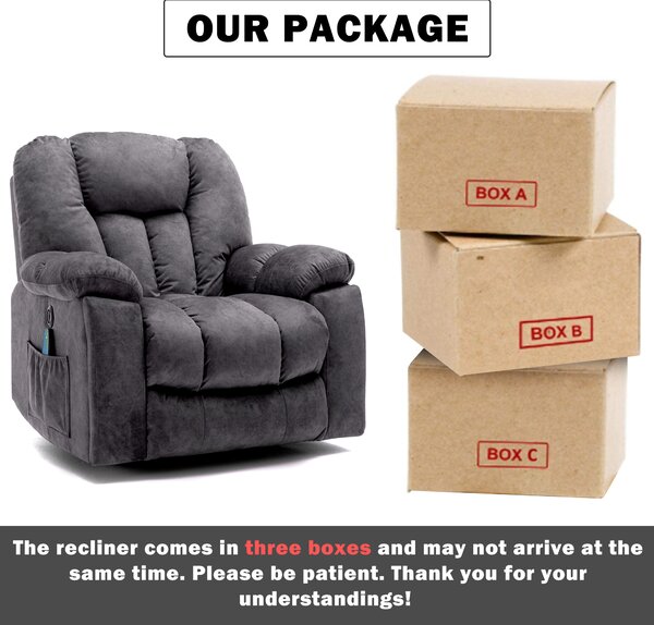 Power Lift Electric Recliner Chair with Heat and Vibration, Lounger Chair with USB Ports and Side Pockets, for Elderly, 100x95x105 cm, Grey Aosom.UK