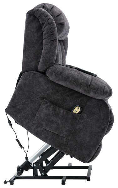 Power Lift Recliner Massage Chair with Heat and Vibration, Heavy Duty Safety Motion for Elderly, Easy Assembly, 96x95x100 cm, Grey Aosom UK
