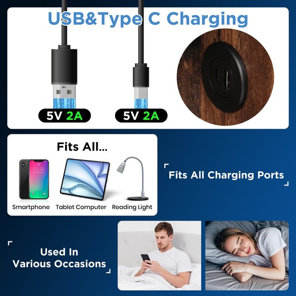 Upholstered Double Bed with Storage, Wooden Double Bed with Wireless Charging Headboard and Fast charging Ports, Hydraulic Storage Design, Grey Aosom UK