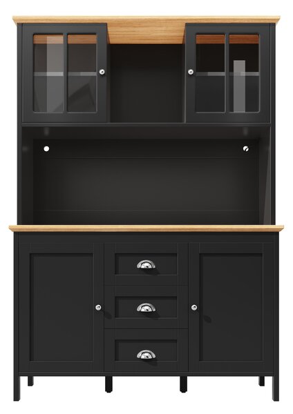 Tall Sideboard with 4 Doors, 3 Drawers and Open Shelf, Versatile Storage Cabinet for Kitchen & Living Area, 120L x 40W x 179H cm, Black Aosom UK