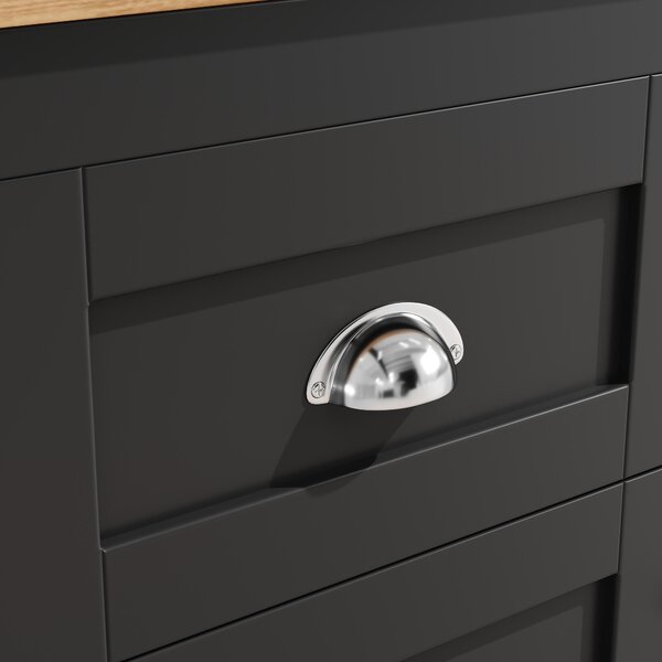 Tall Sideboard with 4 Doors, 3 Drawers and Open Shelf, Versatile Storage Cabinet for Kitchen & Living Area, 120L x 40W x 179H cm, Black Aosom UK