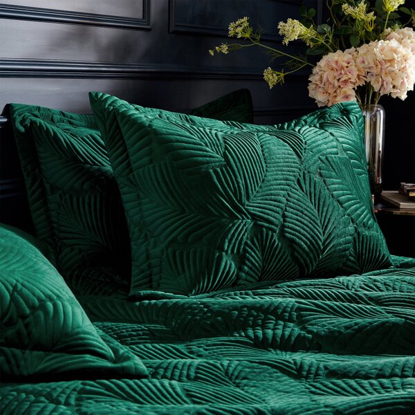 Paoletti Palmeria Emerald Velvet Duvet Cover and Pillowcase Set