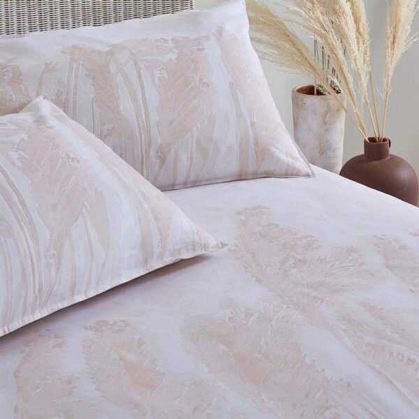 The Linen Yard Pampas Grass Blush 100% Cotton Reversible Duvet Cover and Pillowcase Set