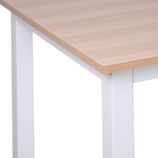 HOMCOM Adjustable Computer Desk, PC Writing Table for Home Office, Stable Workstation with Metal Frame, Oak and White Aosom UK