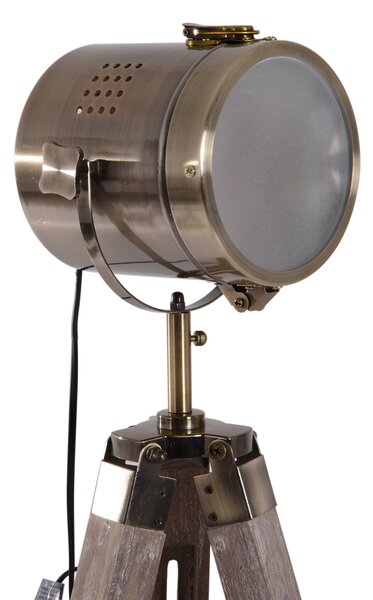 HOMCOM Vintage Tripod Floor Lamp Retro Industrial Photography Light Spotlight Antique Searchlight Wooden Base