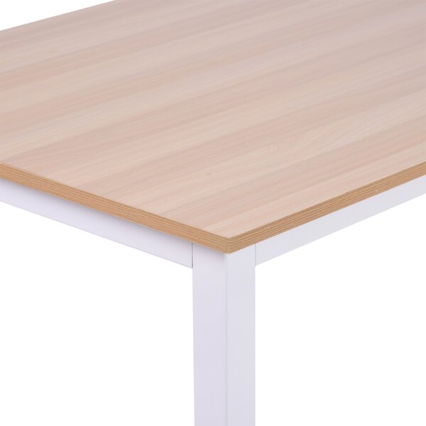 HOMCOM Adjustable Computer Desk, PC Writing Table for Home Office, Stable Workstation with Metal Frame, Oak and White Aosom UK