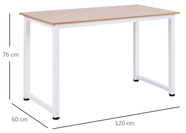 HOMCOM Adjustable Computer Desk, PC Writing Table for Home Office, Stable Workstation with Metal Frame, Oak and White Aosom UK