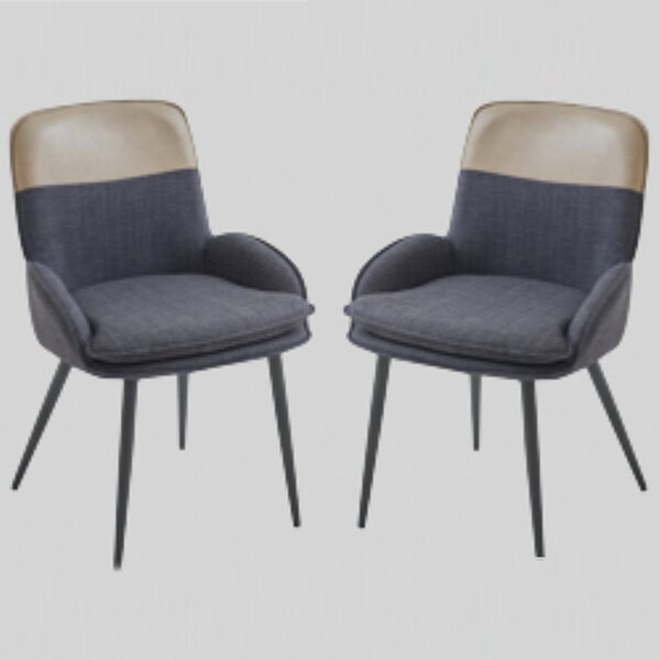 Rolla Dark Grey And Beige Fabric Dining Chairs - Pair